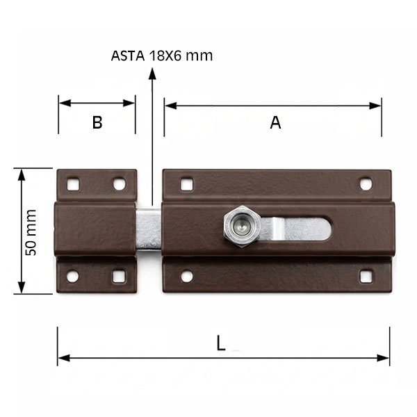 MINUTEX Catenaccio Trasversale in Acciaio Bronzato - MINUTEX - Immagine 2